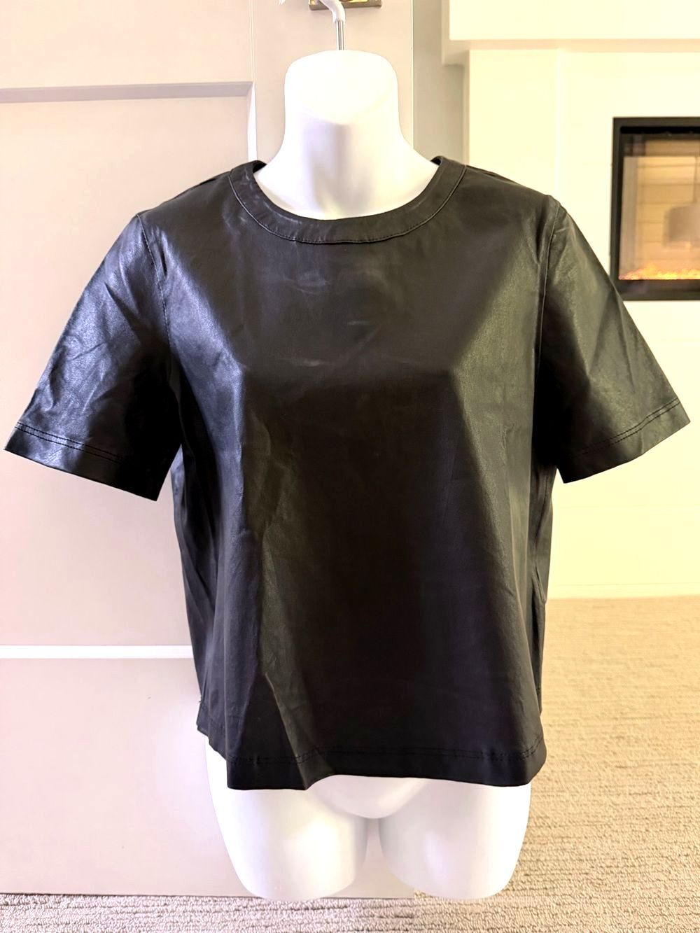 ZADIG & VOLTAIRE Chic Black 100% Leather T-Shirt Top Sz M NWT $558!!